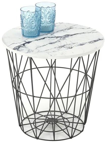 Kávésasztal HARISSA 41x42 cm fekete/fehér márvány dekoráció