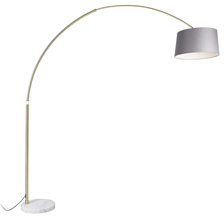 Ív lámpa sárgarézből, szürke márvány szövetbúrával 45 cm - XXL