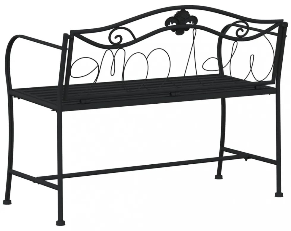 kétszemélyes fekete acél kerti pad 104 cm