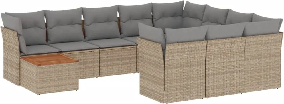 vidaXL 11részes vegyes bézs polyrattan kerti ülőgarnitúra párnákkal