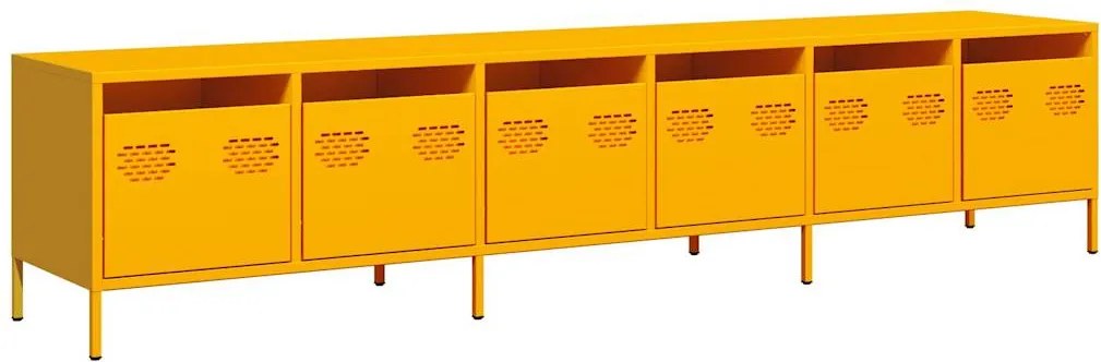 vidaXL mustársárga hidegen hengerelt acél TV-szekrény 202x39x43,5 cm