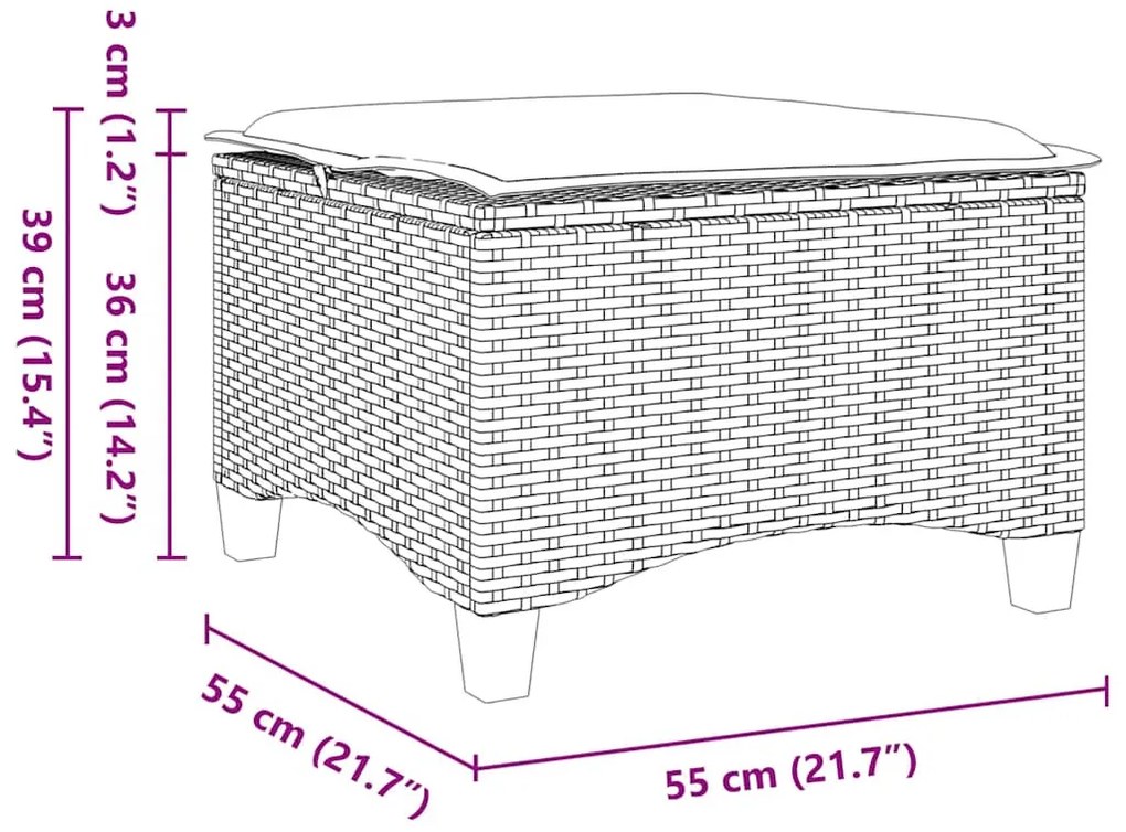 2 db szürke polirattan kerti székek párnákkal 55x55x36 cm