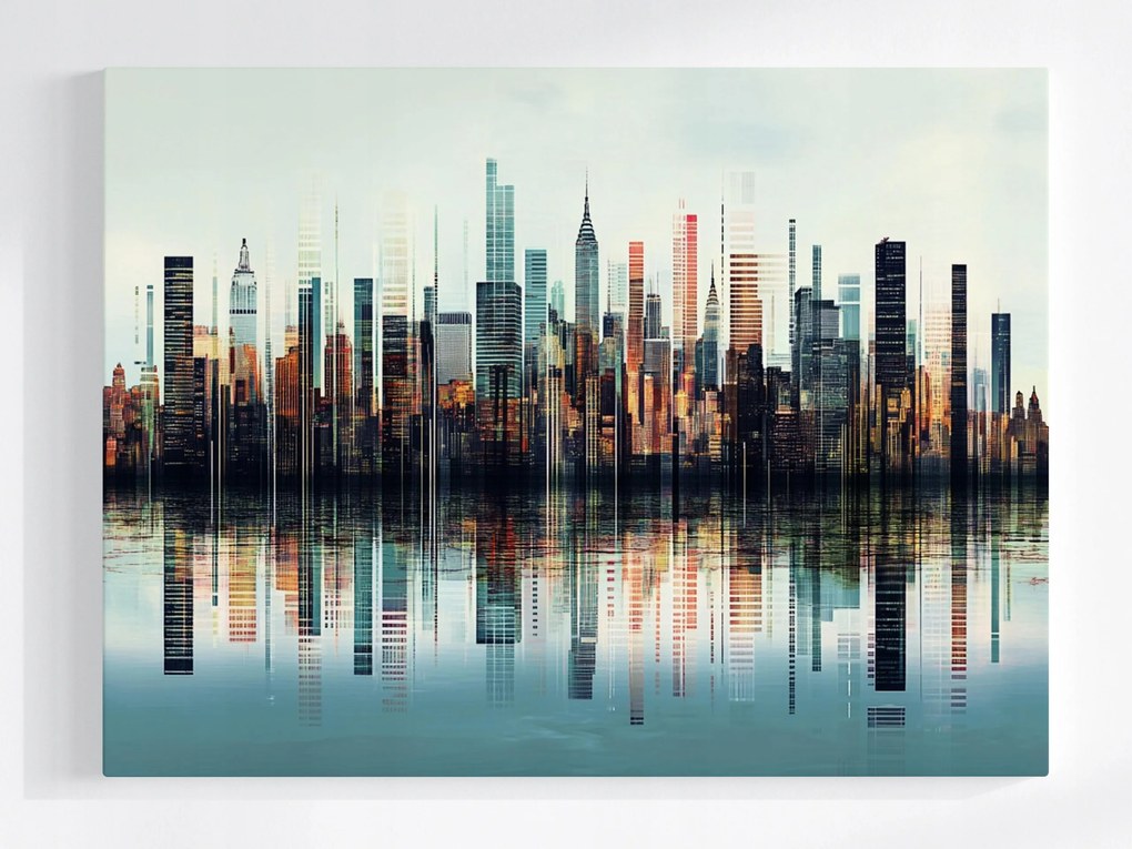Vászonkép Canvas Grafika Város Panoráma Vonalkód Barcode 100x75