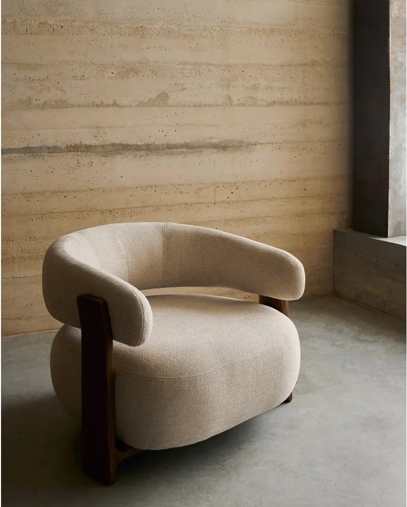 Bézs zsenília fotel Granite – Kave Home