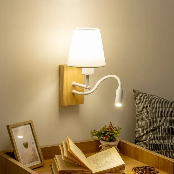 Brilagi - LED Fali lámpa NUBILA WOOD 1xE27/25W/230V + LED/3W tölgy/fehér