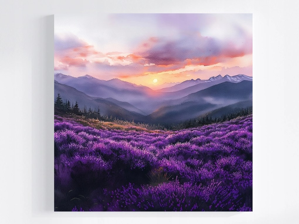 Vászonkép Canvas Tájkép Hegyek Panoráma Virágok Láp 80x80