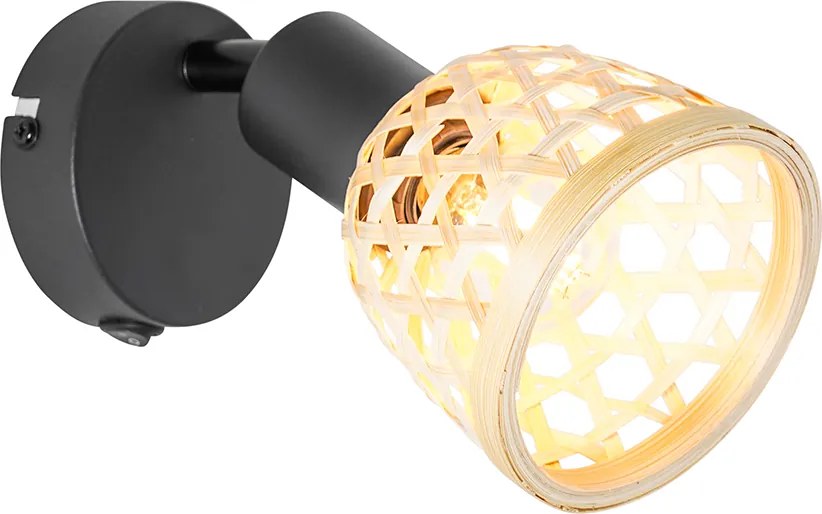 Keleti spotlámpa fekete bambusszal és kapcsolóval - Rayan