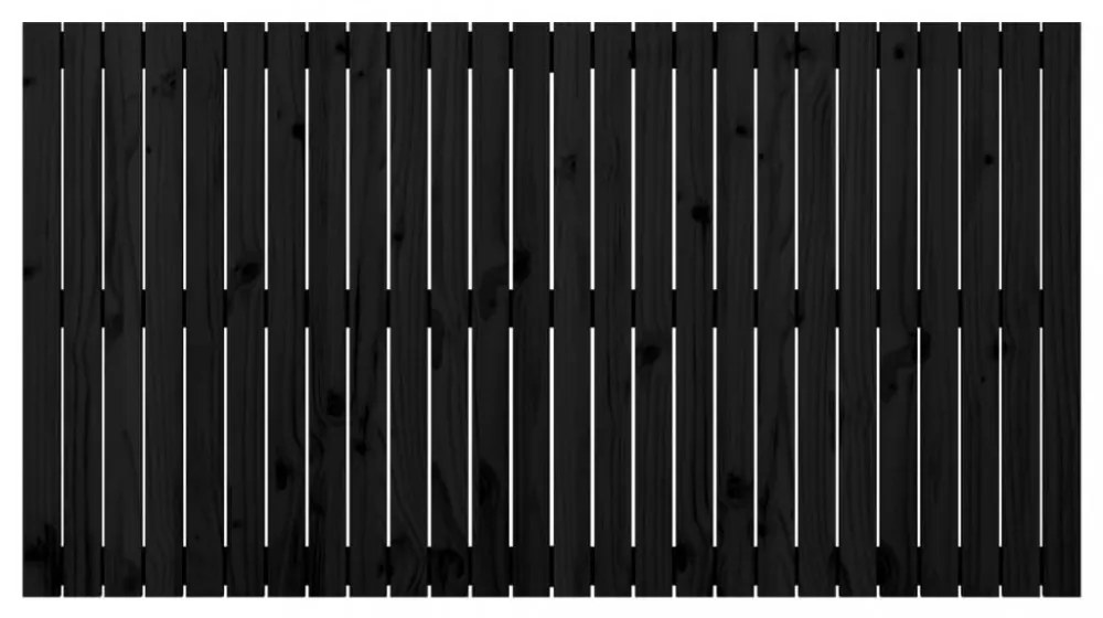 fekete tömör fenyőfa fali fejtámla 166x3x90 cm
