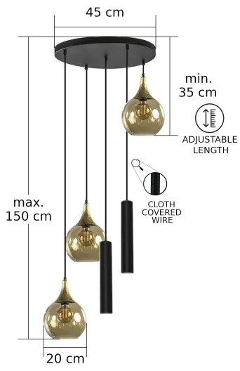 CALYPSO lógcsillár 2xGU10/60W + 3xE27/60W fekete/arany
