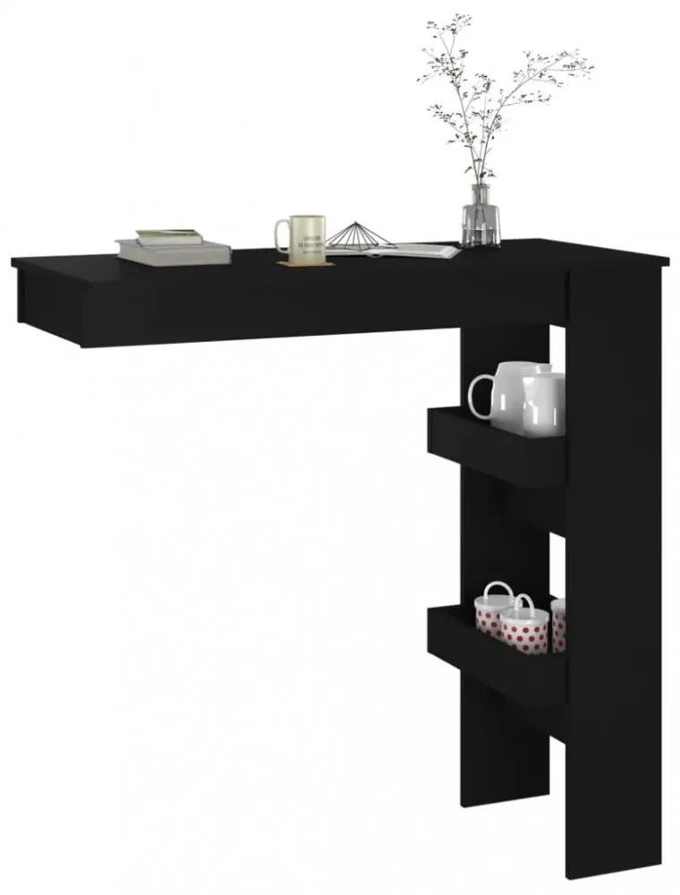 fekete fatermék fali bárasztal 102 x 45 x 103,5 cm