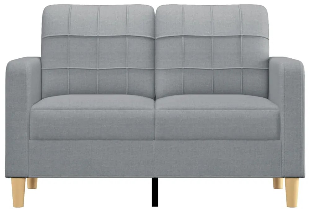 kétszemélyes világosszürke szövetkanapé 120 cm