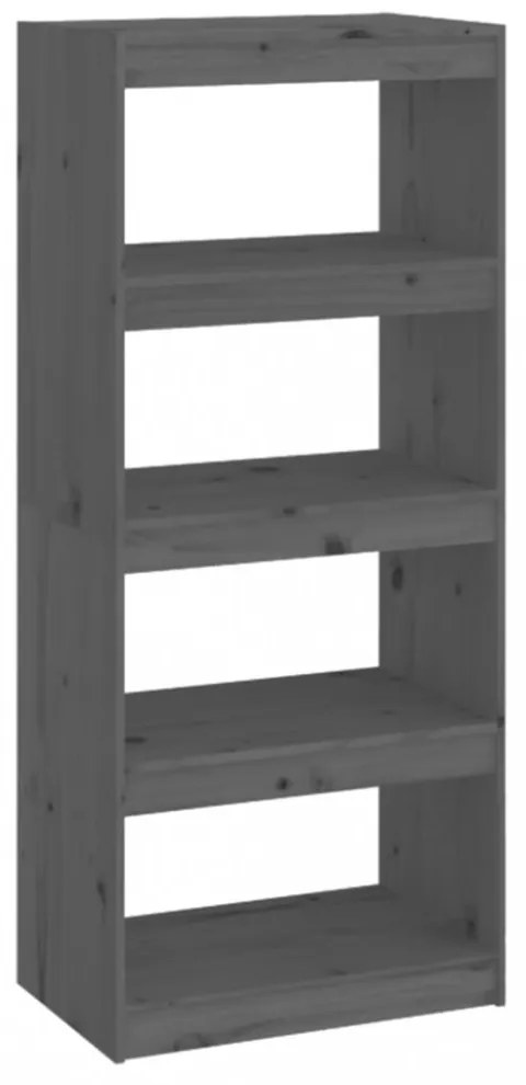 szürke tömör fenyőfa könyvszekrény/térelválasztó 60x30x135,5 cm