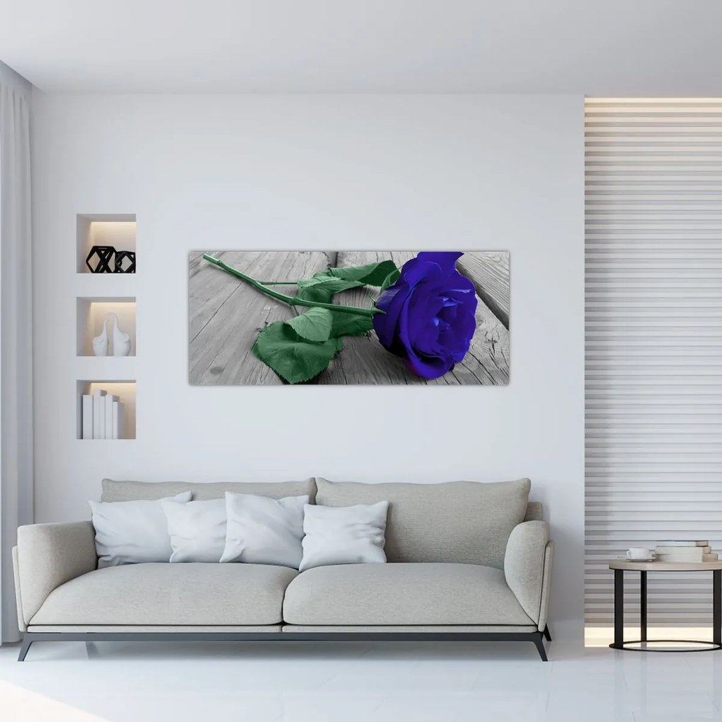 Kép - Kék rózsa zöld szárral (120x50 cm)