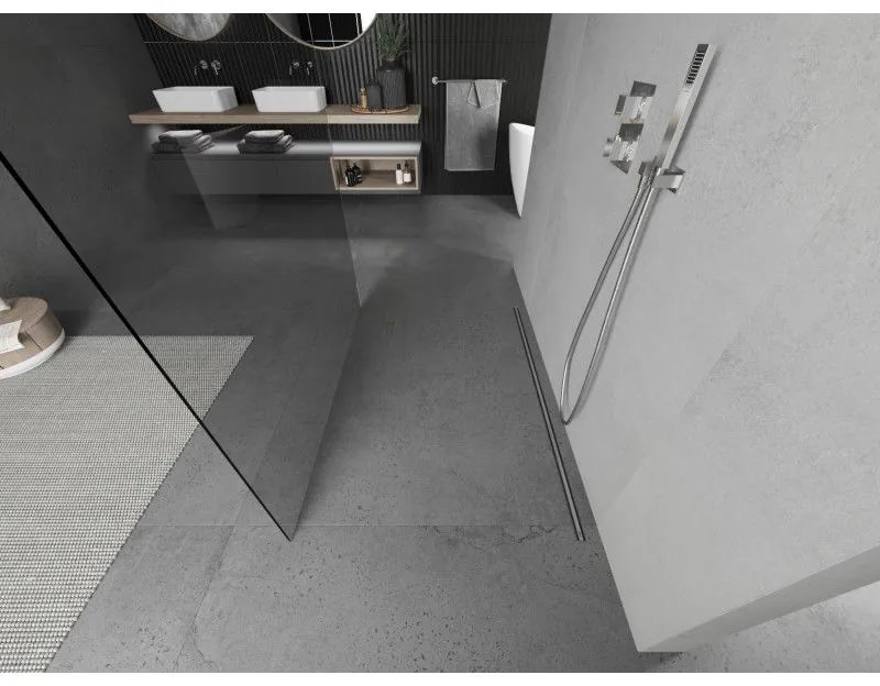 Mexen Kioto, átmenő zuhanyparaván 120 x 200 cm, 8mm átlátszó üveg, 2x króm stabilizáló távtartó, 800-120-002-01-00