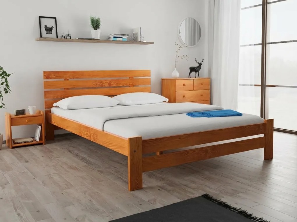 PARIS magasított ágy 140x200 cm, égerfa Ágyrács: Léces ágyrács, Matrac: Coco Maxi 20 cm matrac