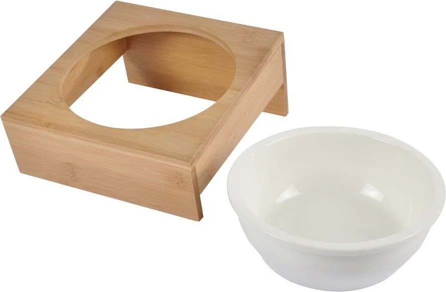 Bambusz tálka állvánnyal kutyáknak ø 16 cm – Love Story