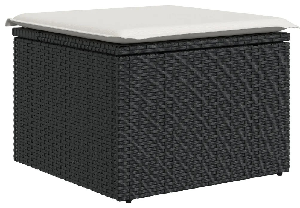 4 darabos kertiszófa szett párnákkal Fekete poli rattan, 2 üléses kertiszófa párnákkal Fekete poli rattan