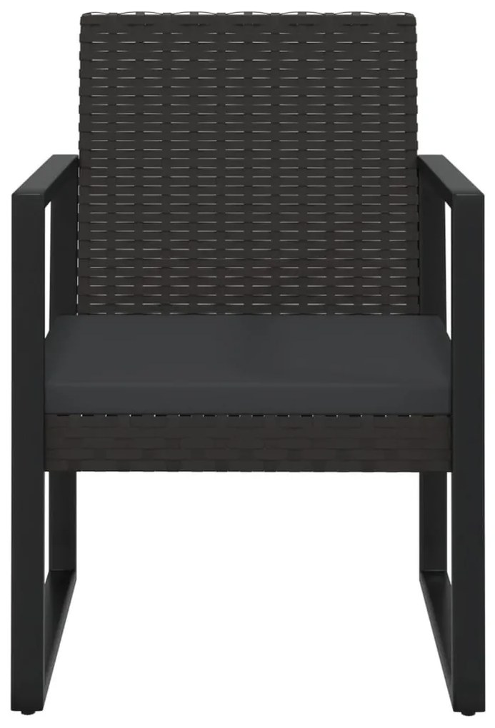 4 részes fekete polyrattan kerti ülőgarnitúra párnákkal