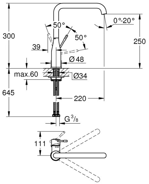 GROHE 30269000 - Mosogató csaptelep ESSENCE 292 mm fényes króm