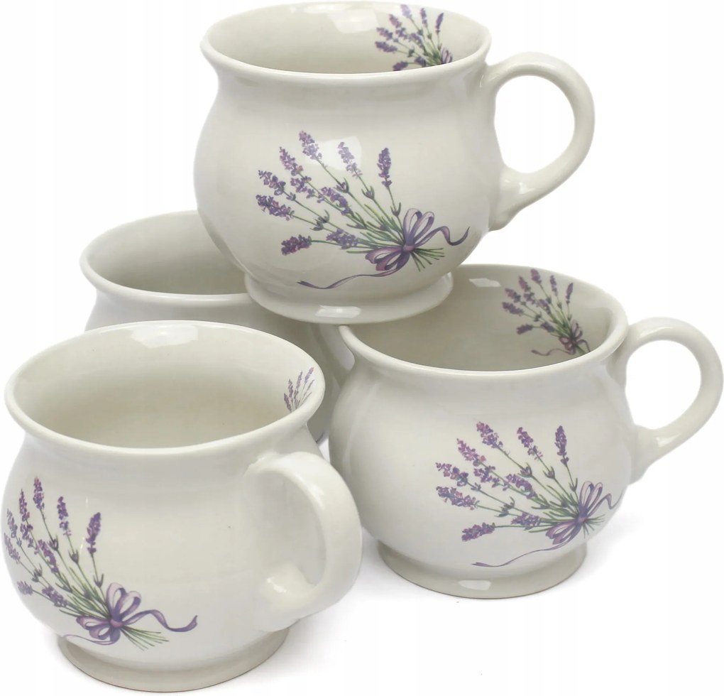 4 db-os kerámia bögre szett 0,35 l levendula