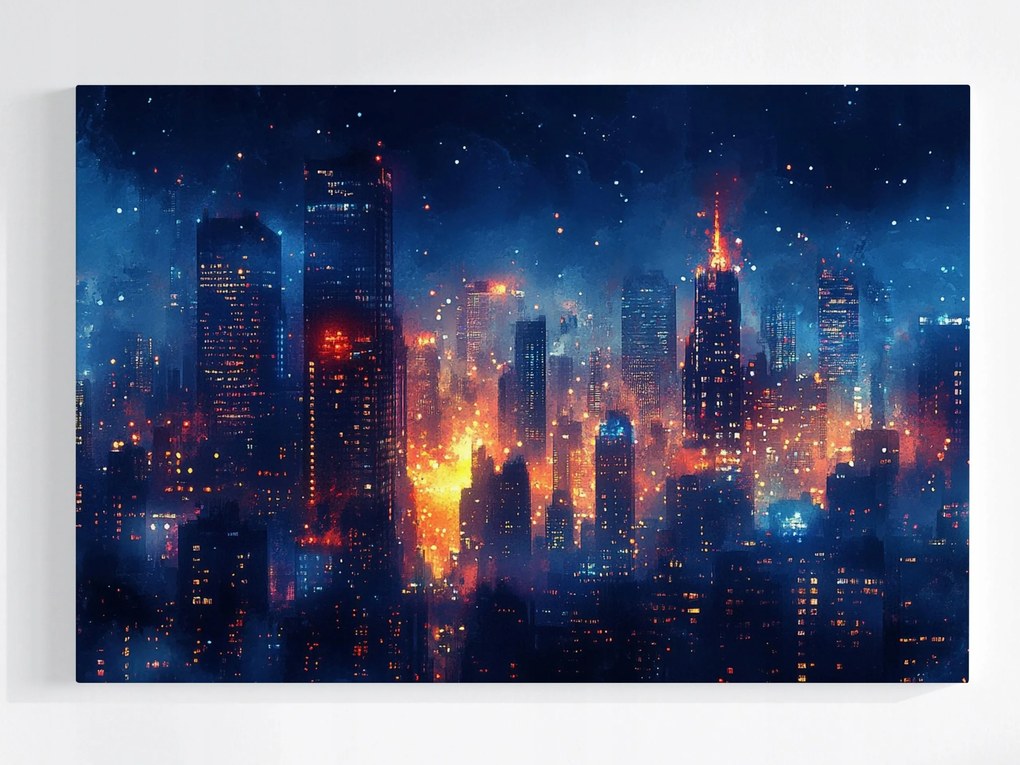 Poszter Város Panoráma Felhőkarcolók Éjszakai Fény Kilátás 60x40