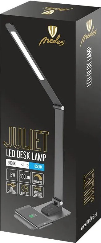 LED lámpa JULIET 12 W dimmelhető, vezeték nélküli töltés, időzítő, USB - DL5303/B