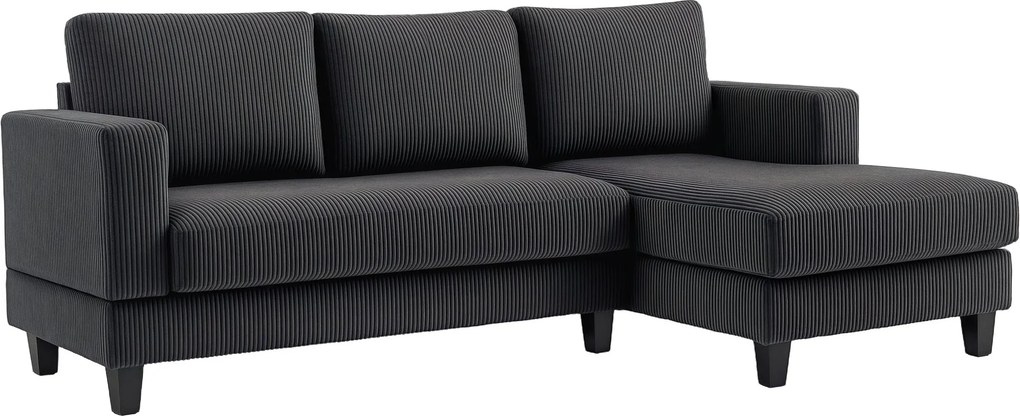 HOMCOM Sarokkanapé Ágyazható 3 Személyes L Alakú Kárpitozott Sarokkanapé Corduroy Hatással, Magas Sűrűségű Hab, Maximum 400 kg, Nappalira, Hálószobába