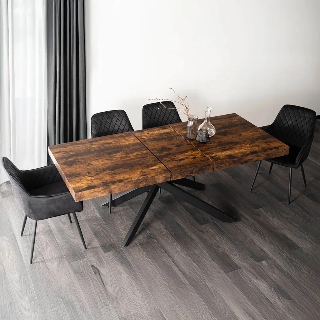 HAMPTON bővíthető asztal 160-240 cm rusztikus tölgy/fekete