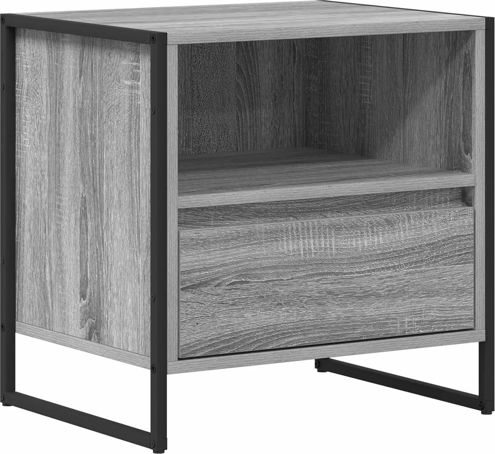 vidaXL Éjjeli asztal fiókkal Szürke Sonoma 50 x 39,5 x 50 cm Faanyag