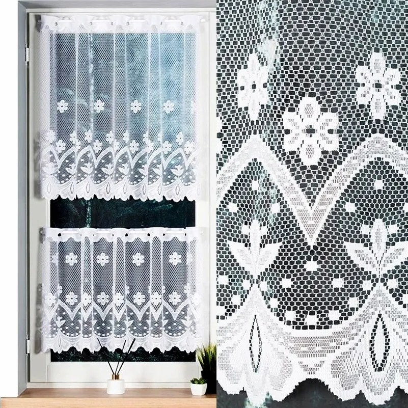 Jacquard függöny Florentyna 300x50cm egyenes virágmintás (kész) szegéllyel