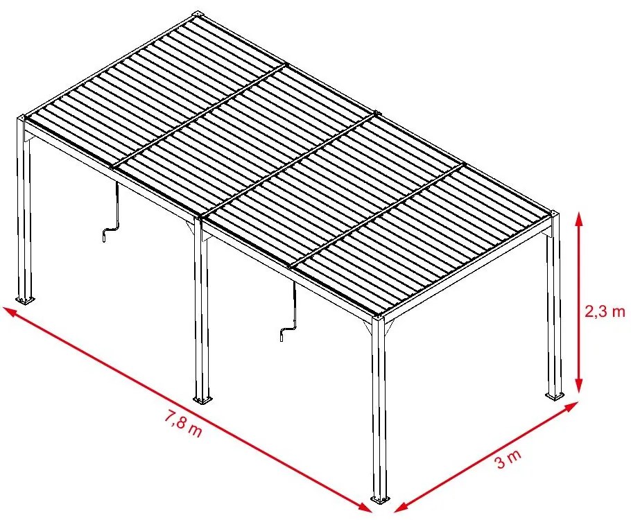 Alumínium bioklimatikus pergola lamellákkal 7.8 x 3 M