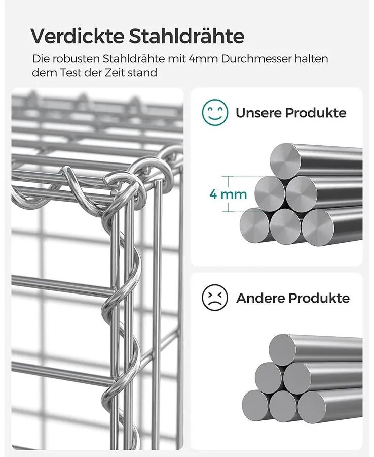 Gabion kosár, fém gabion ketrec 100 x 30 x 30 cm