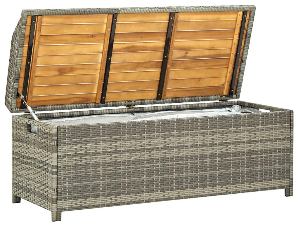 Szürke polyrattan kerti tárolópad 120 cm