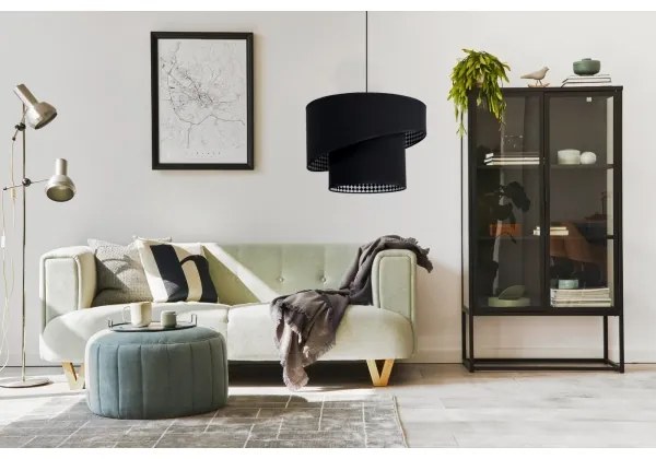 Csillár zsinóron LORI 1×E27/60W/230V ⌀ 35 cm Fekete