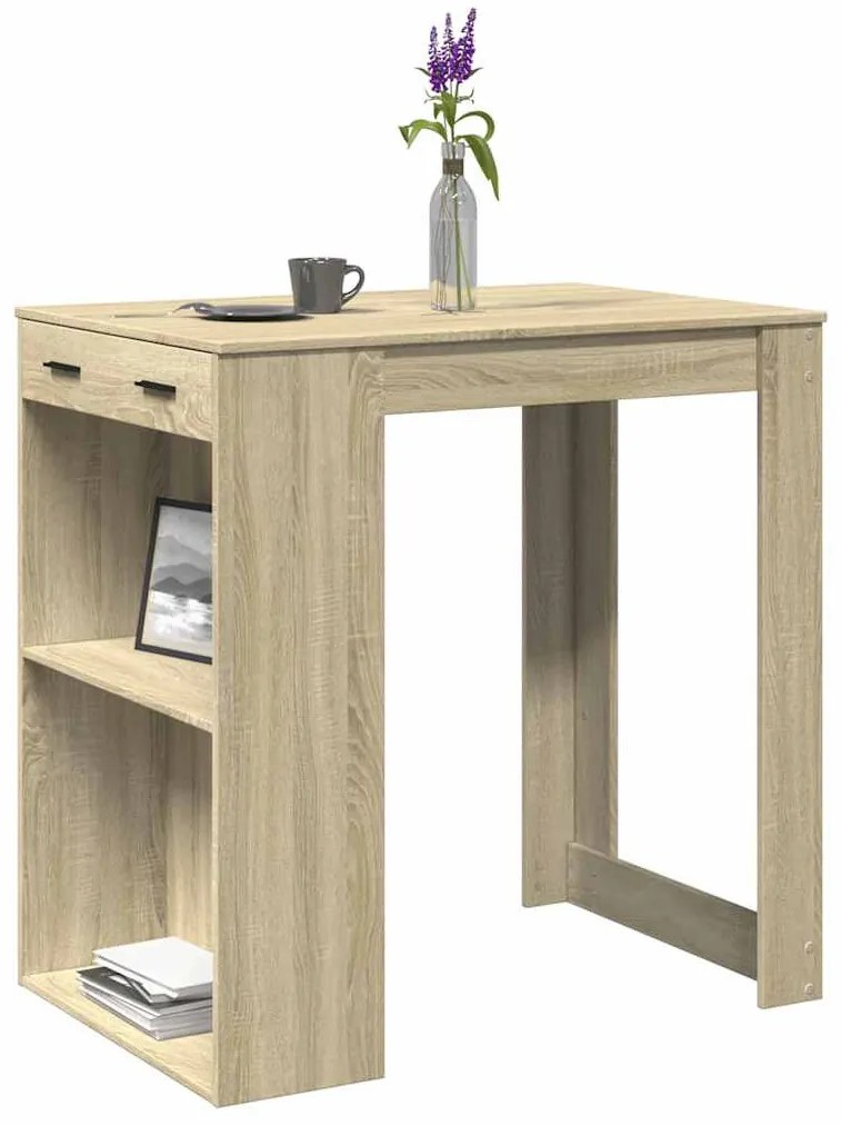 sonoma tölgy színű szerelt fa bárasztal 102 x 70 x 103,5 cm