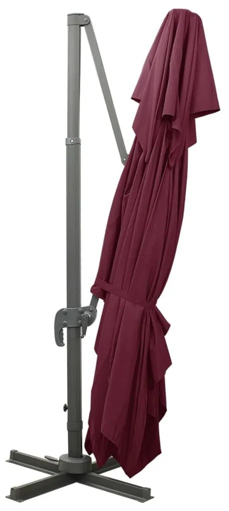 dupla tetejű, bordói színű konzolos kerti napernyő 400 x 300 cm