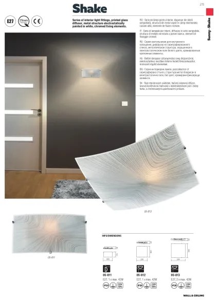 Redo 05-812 - SHAKE mennyezeti lámpa 1xE27/42W/230V 29,5x29,5 cm fehér