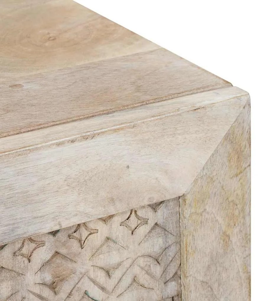 TV szekrény fiókkal Fehér 105 x 33 x 46 cm tömör mangófa