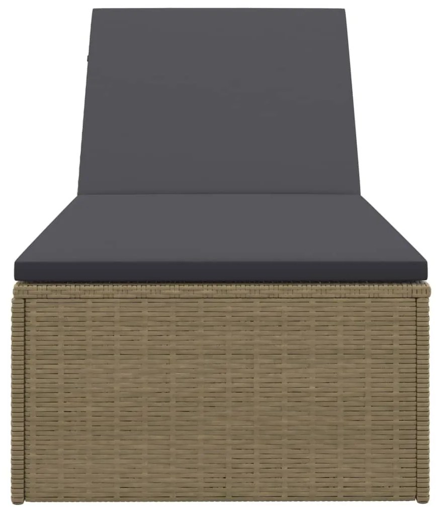 Barna és sötétszürke polyrattan napozóágy