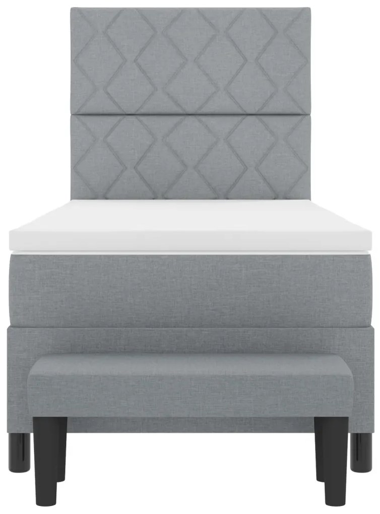 Box Spring Ágy matraccal és pad Light Grey 90x190 cm Szövet
