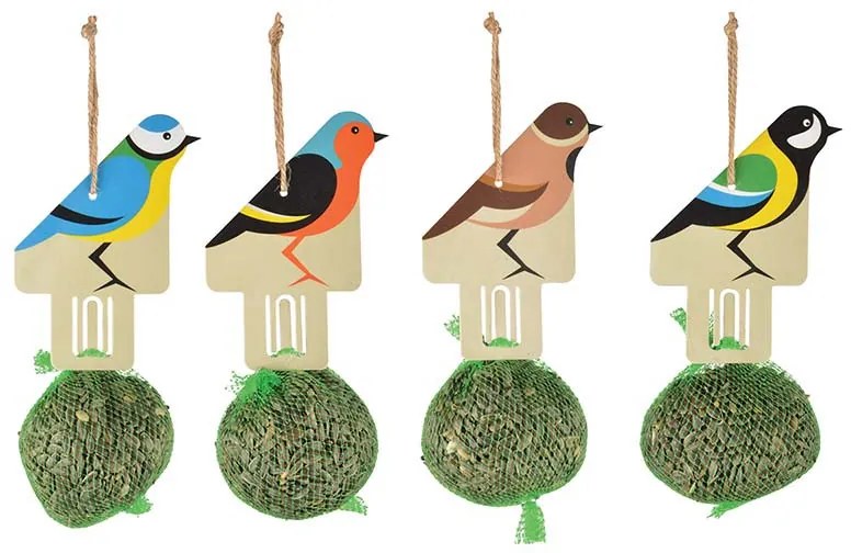 Felakasztható madár mintás madáretető, napraforgó maggal, 20 cm, D