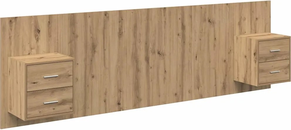 vidaXL Fejtámla Szekrénnyel fiókkal 3 pcs Artisan tölgy Faanyag