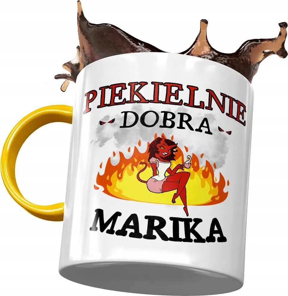 Sárga Bögre Marika Feleség Barátnő Ajándék Nyomtatott Fotóval