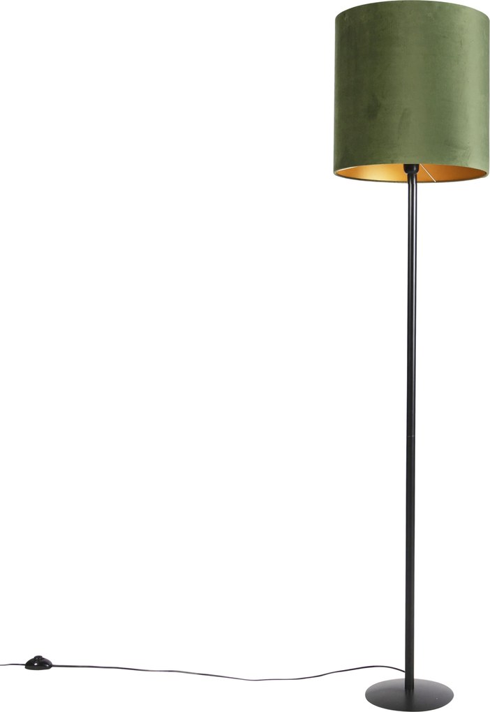 Botanikai állólámpa fekete zöld árnyékolóval 40 cm - Simplo