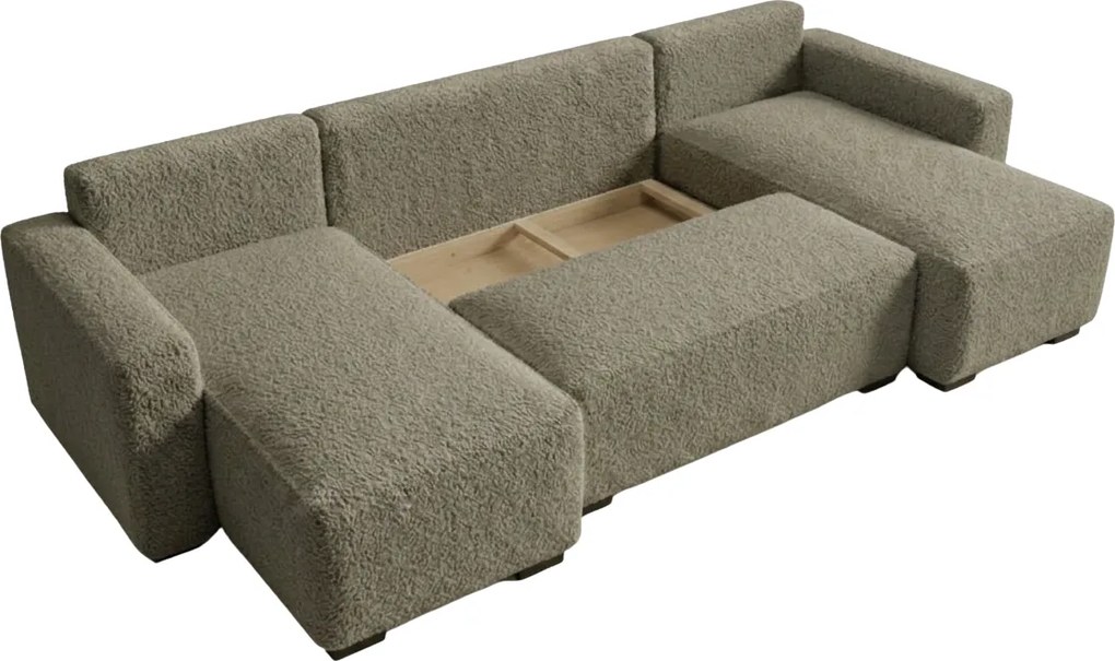 U alakú kinyitható kanapé SMART BOUCLE 303x143 cm, szürkésbarna