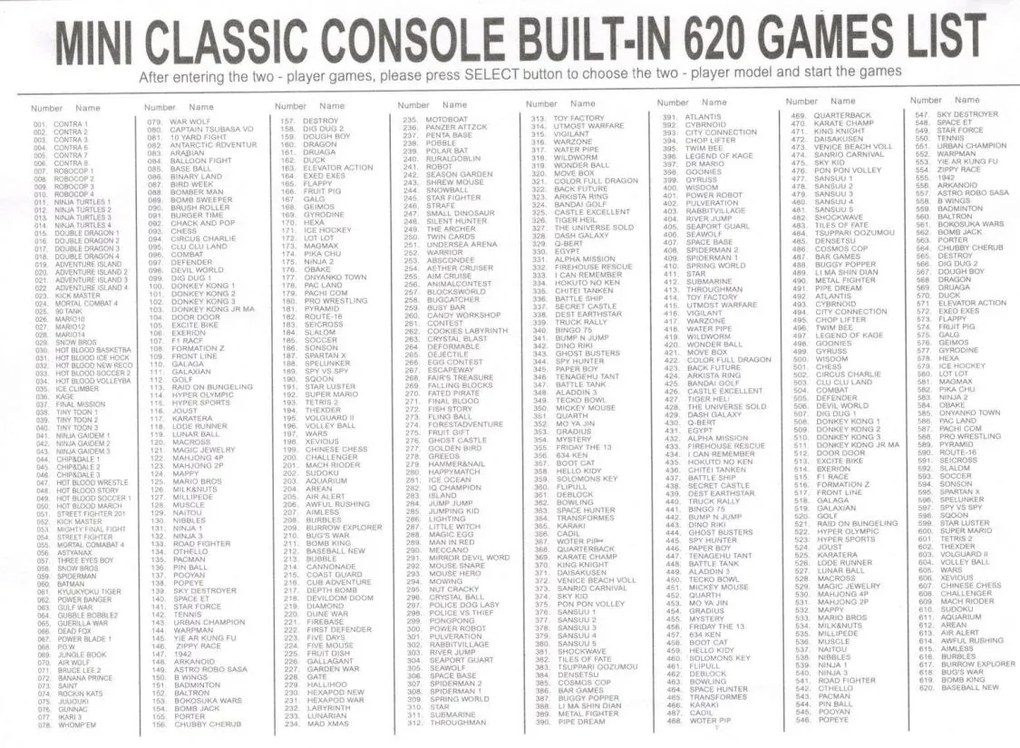 Zaparkorun TV retró játékkonzol  220 V tápellátással - 620 játékkal