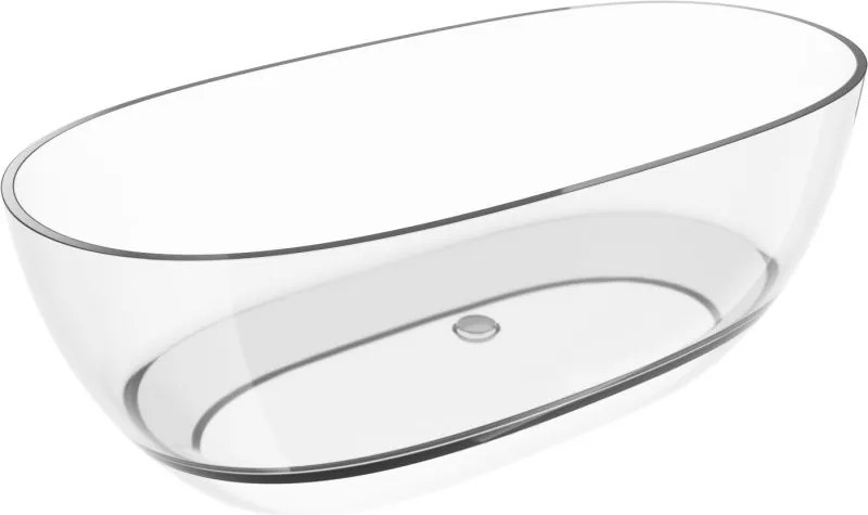 Mexen Pure átlátszó szabadon álló kád 170 x 80 cm, krómozott leeresztő - 58071708008