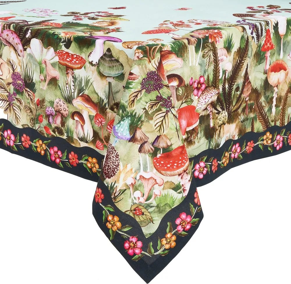 FUNGHI & FLOWERS pamut asztalterítő 300x160cm