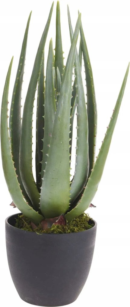 Mű Aloe Vera Cserépben Zöld Cserepes Virág 45 CM Ablakpárkányra