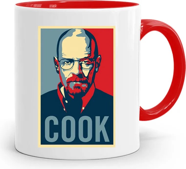 Piros Bögre Ajándék Szakácsnak Cook nyomott mintával